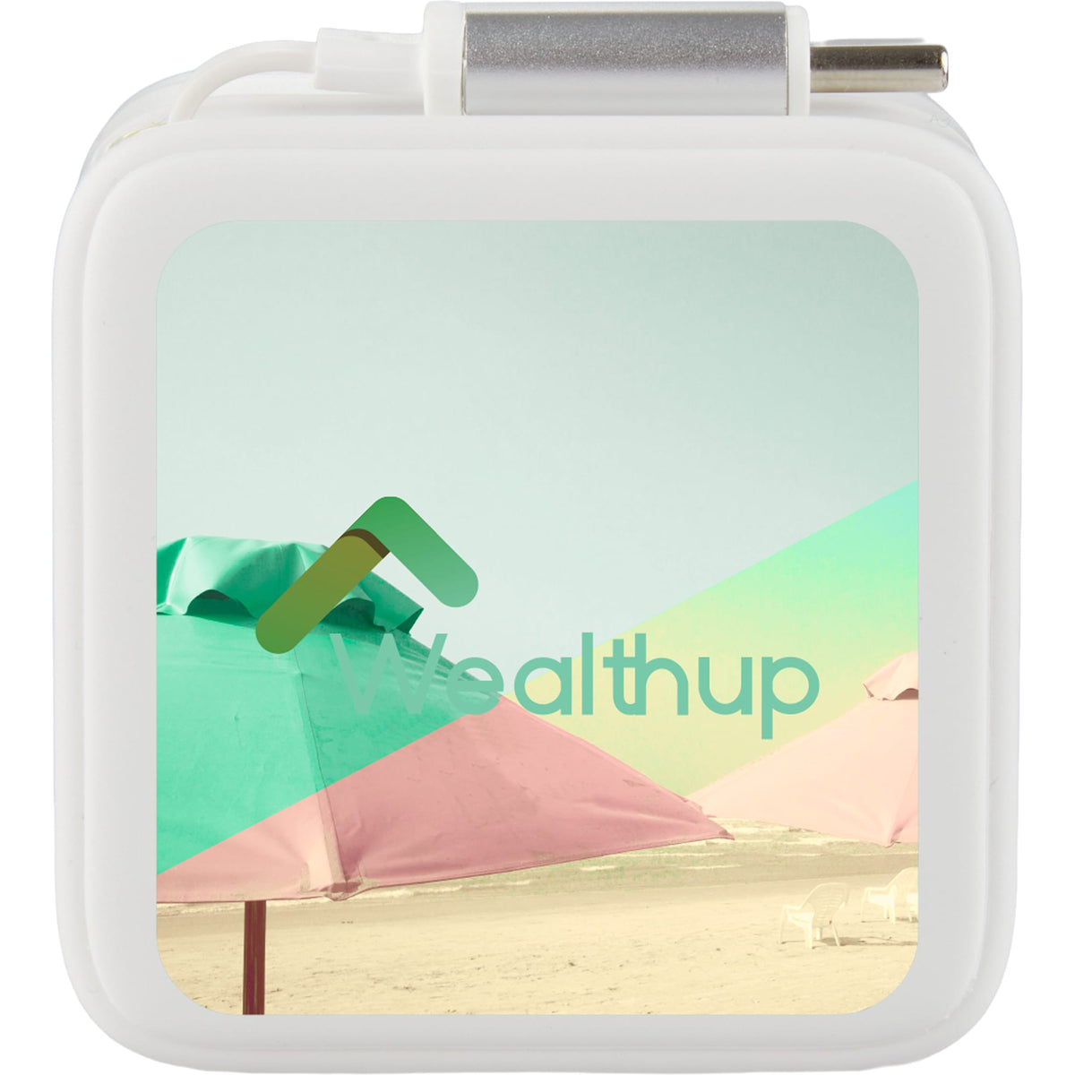 Wall Charger with Retractable USB-C Cable, 20W Full Color - White - Front