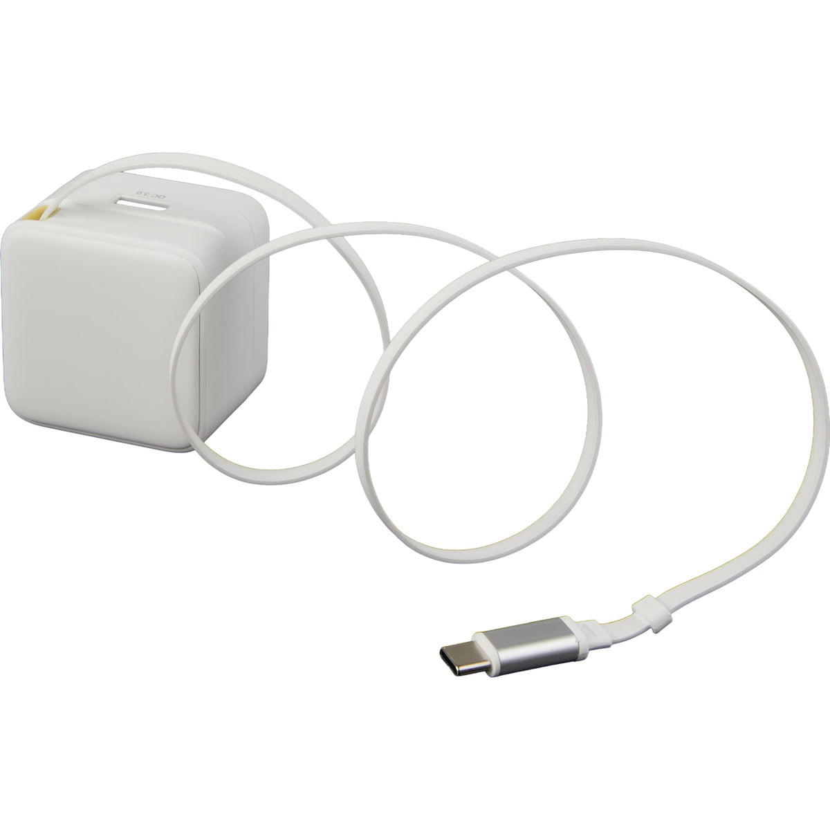 Wall Charger with Retractable USB-C Cable, 20W Full Color - White - Left Angle 2