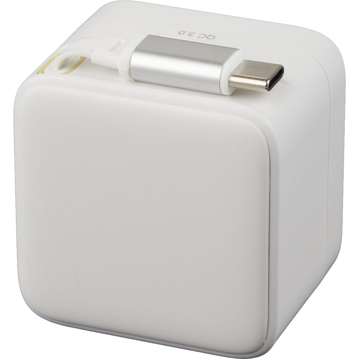Wall Charger with Retractable USB-C Cable, 20W Full Color - White - Left Angle