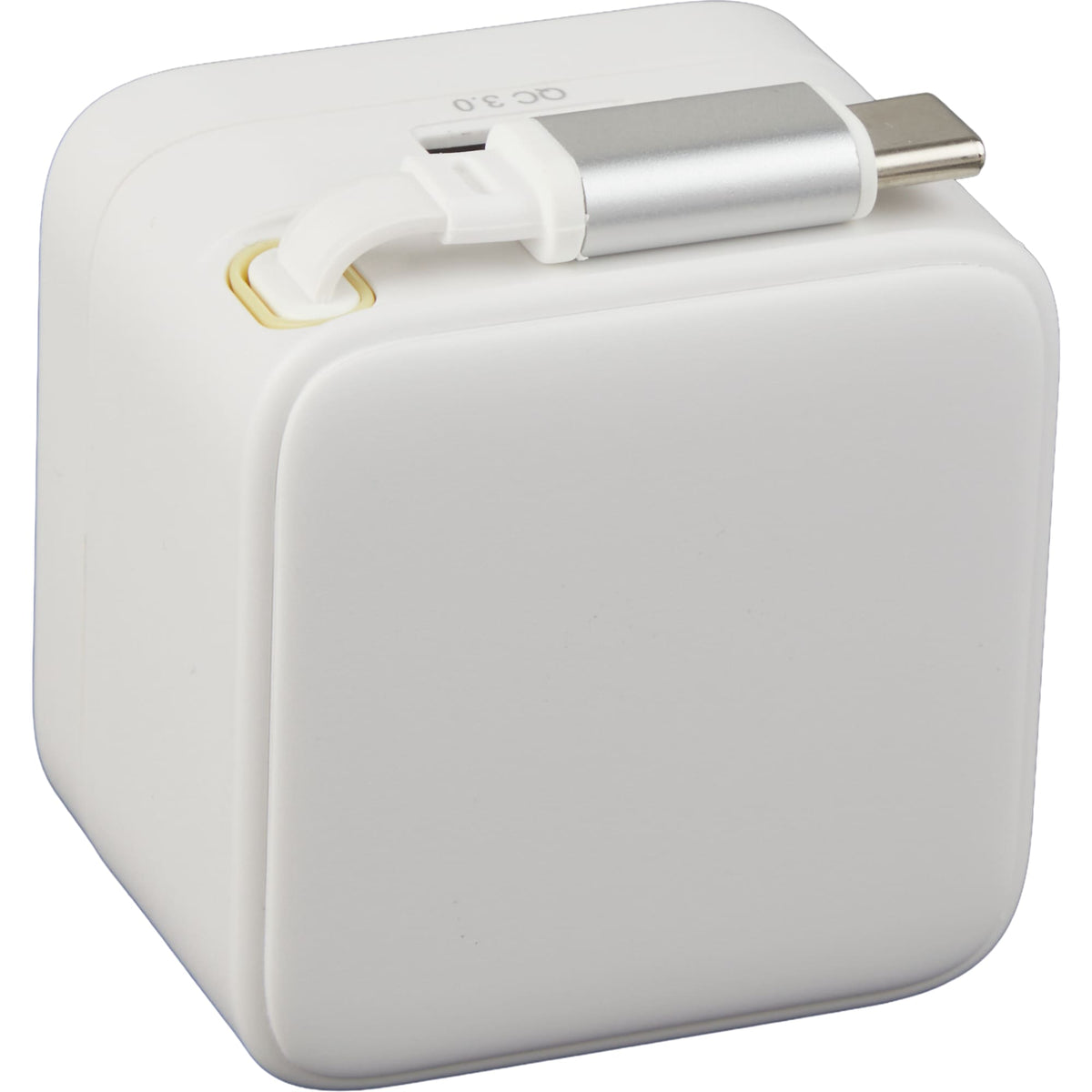 Wall Charger with Retractable USB-C Cable, 20W Full Color - White - Right Angle