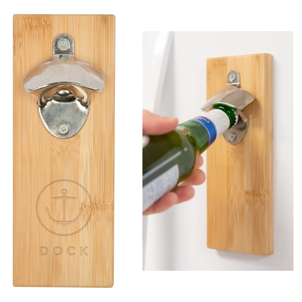 Wall Mounted Bottle Opener in Bamboo - Natural - Laser Engraving