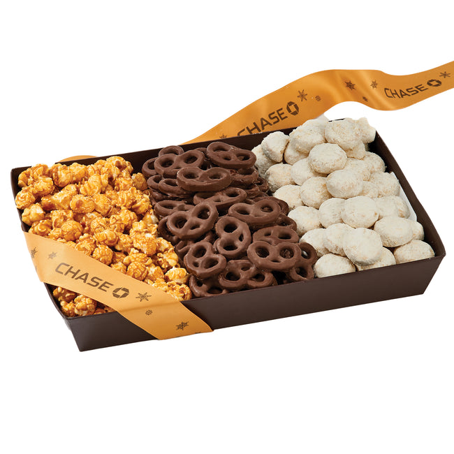 Wall Street Box of Popcorn, Pretzels and Cookies