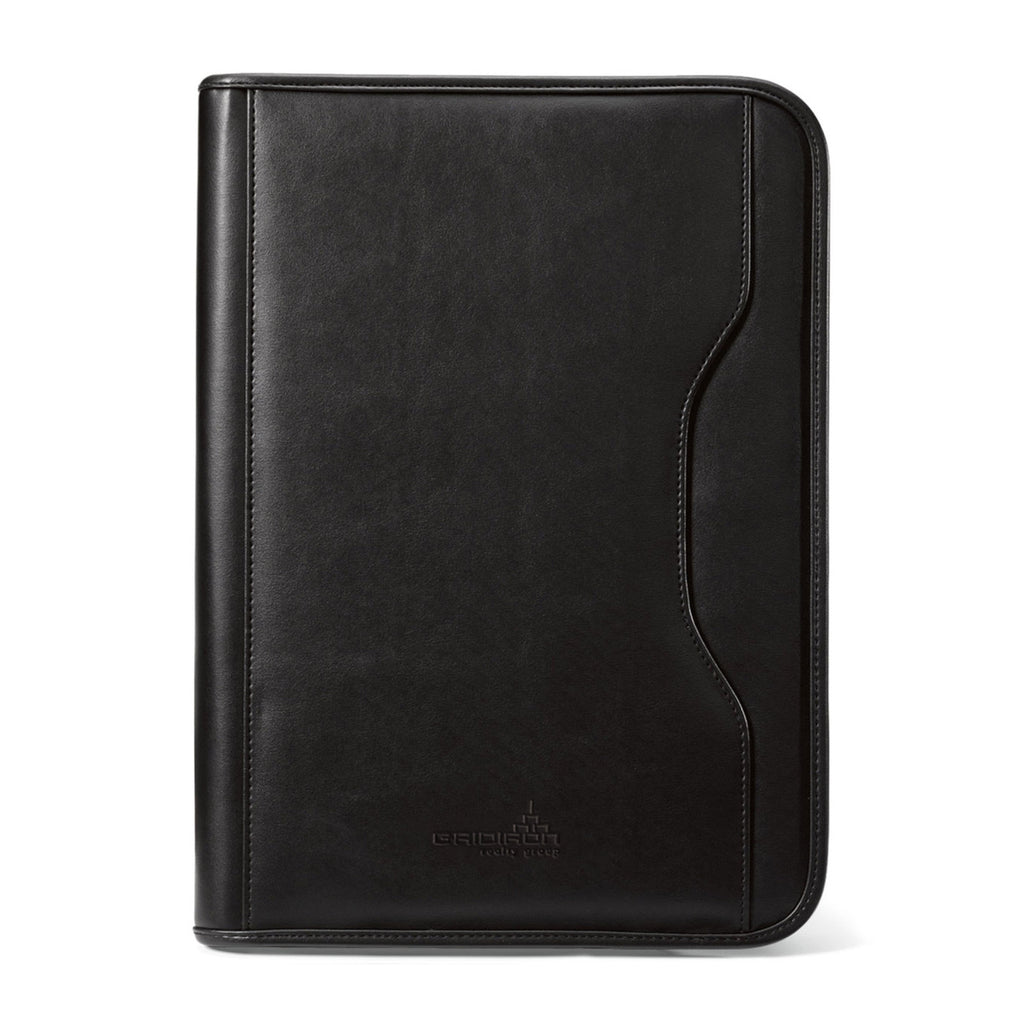 Wall Street Tech Padfolio with Gusseted File Pocket Embroidery - Black - View 1