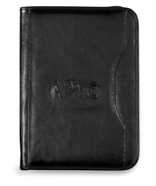 Wall Street Zip Padfolio with Curved Pocket Debossing