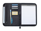 Wall Street Zip Padfolio with Curved Pocket Embroidery - Black - View 2