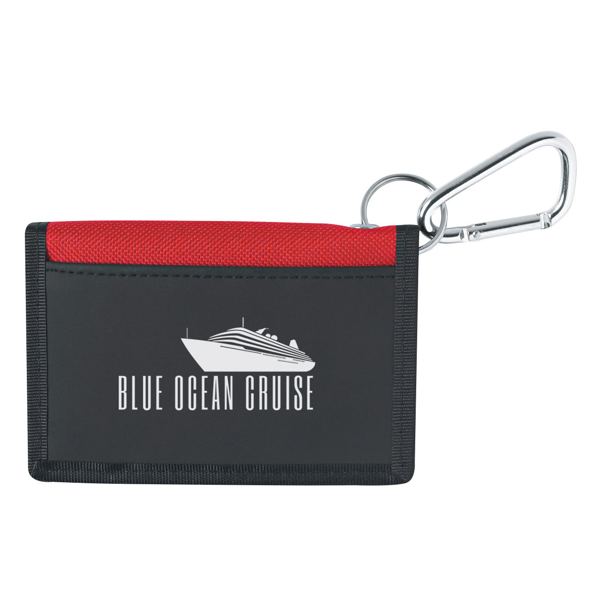 Wallet on a Carabiner - Black with Red - Silk Screen