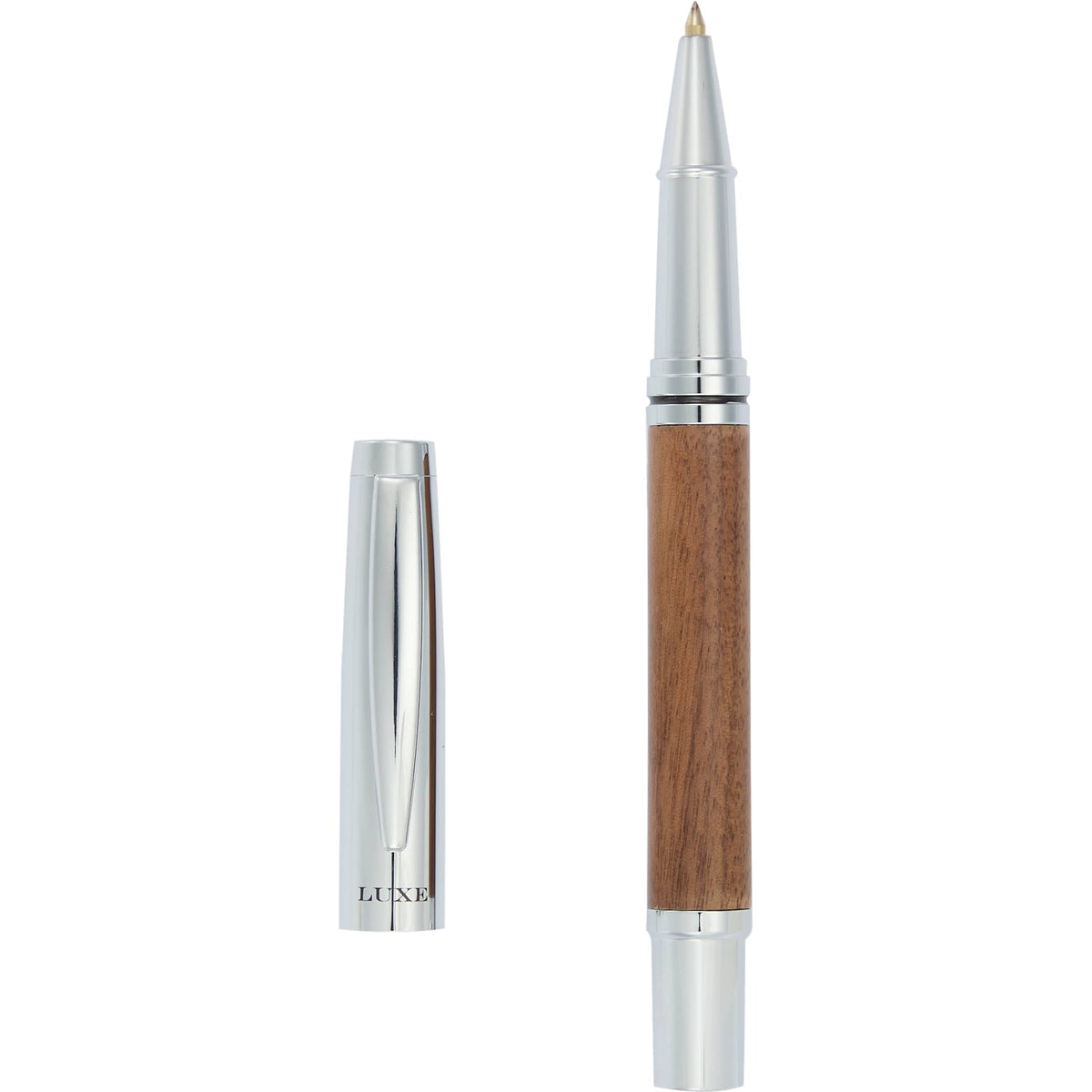 Walnut Executive Rollerball Pen in Recycled Brass Laser Engraving - Wood - Clip