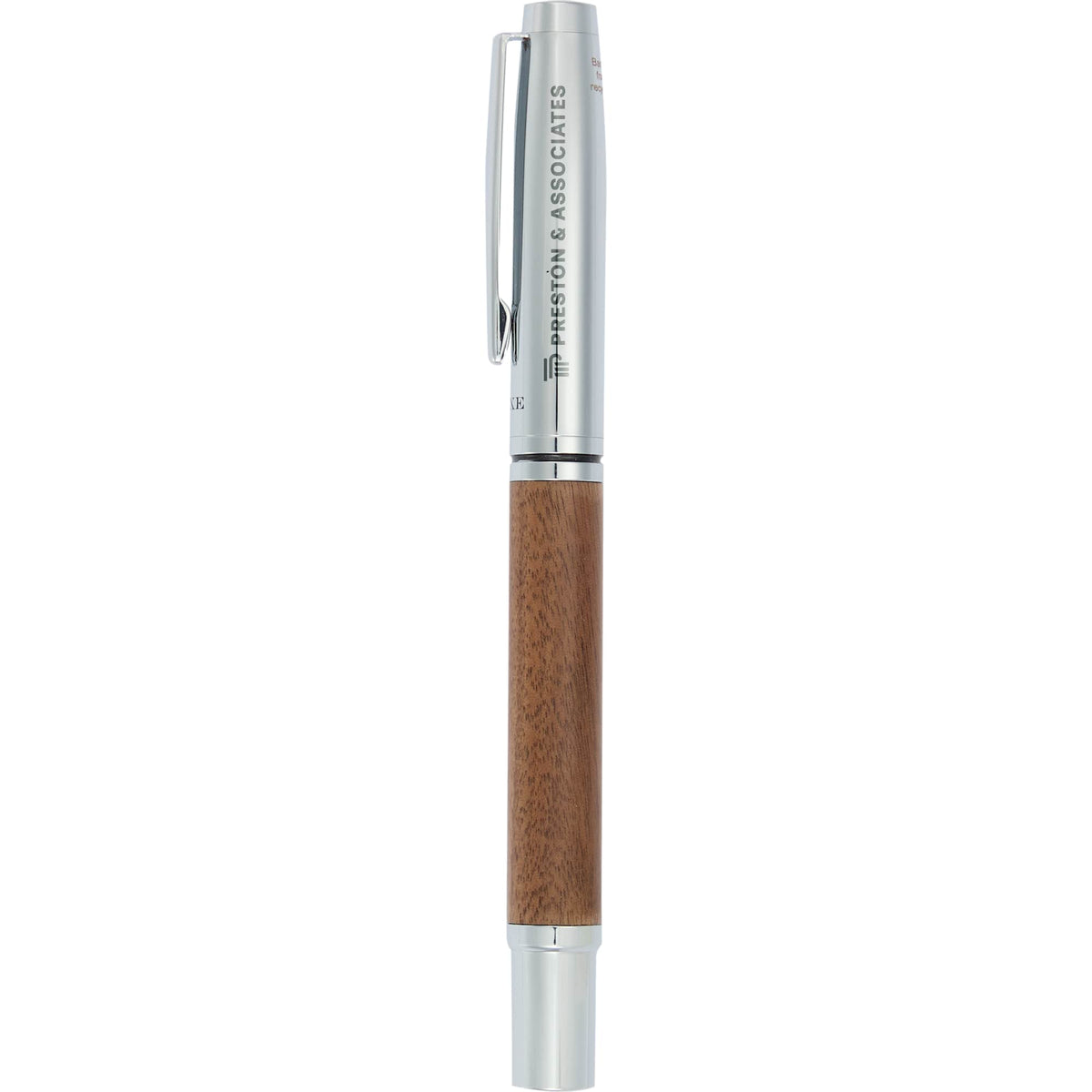 Walnut Executive Rollerball Pen in Recycled Brass Laser Engraving - Wood - Front