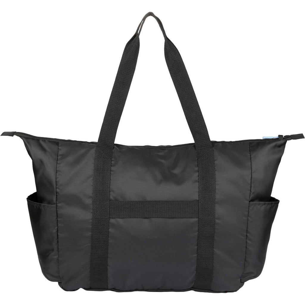 Wander and Roam Packable Travel Tote in Recycled Ripstop Embroidery - Black - Back