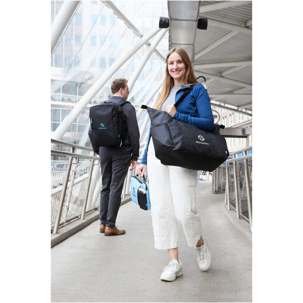 Wander and Roam Packable Travel Tote in Recycled Ripstop Embroidery - Black - Lifestyle