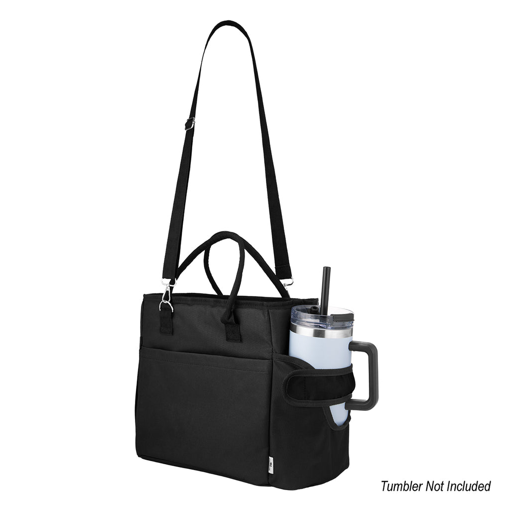 Warren Cooler Tote Bag for 16 Cans Embroidery - Black - Angle