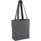 Washed Recycled Cotton Tote with Denim Look, 10 oz Embroidery - Black - Right Angle