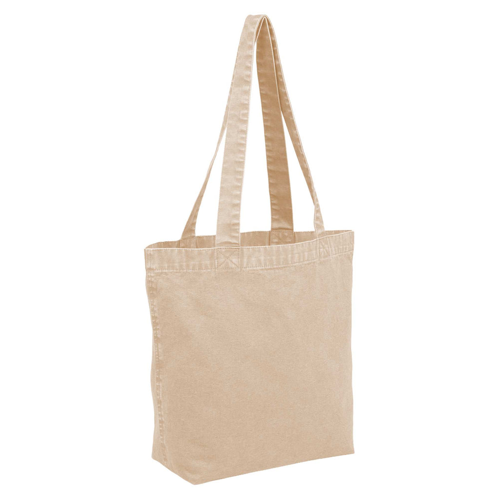 Washed Recycled Cotton Tote with Denim Look, 10 oz Embroidery - Natural - Right Angle