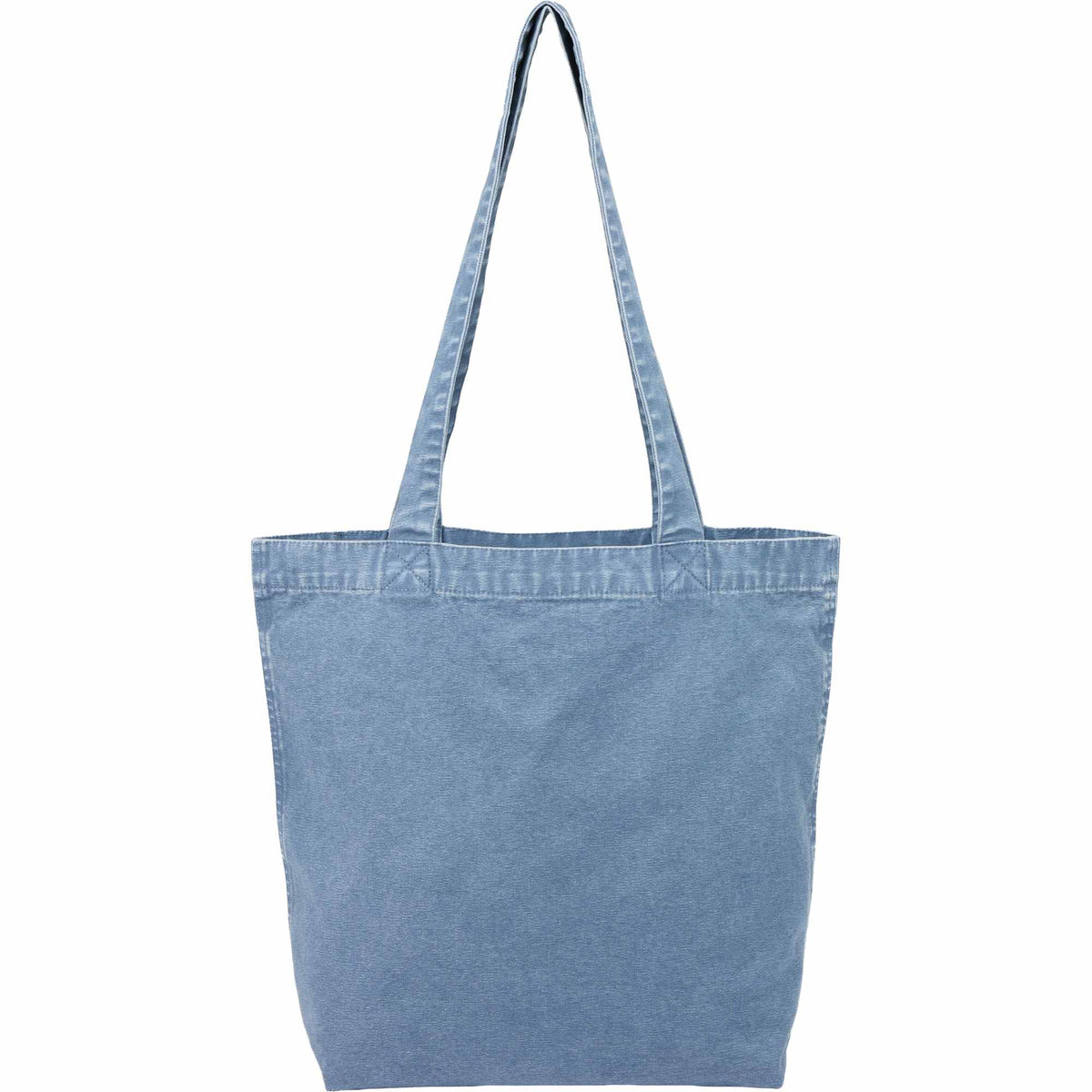 Washed Recycled Cotton Tote with Denim Look, 10 oz Embroidery - Navy - Back