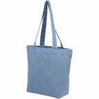Washed Recycled Cotton Tote with Denim Look, 10 oz Embroidery - Navy - Left Angle