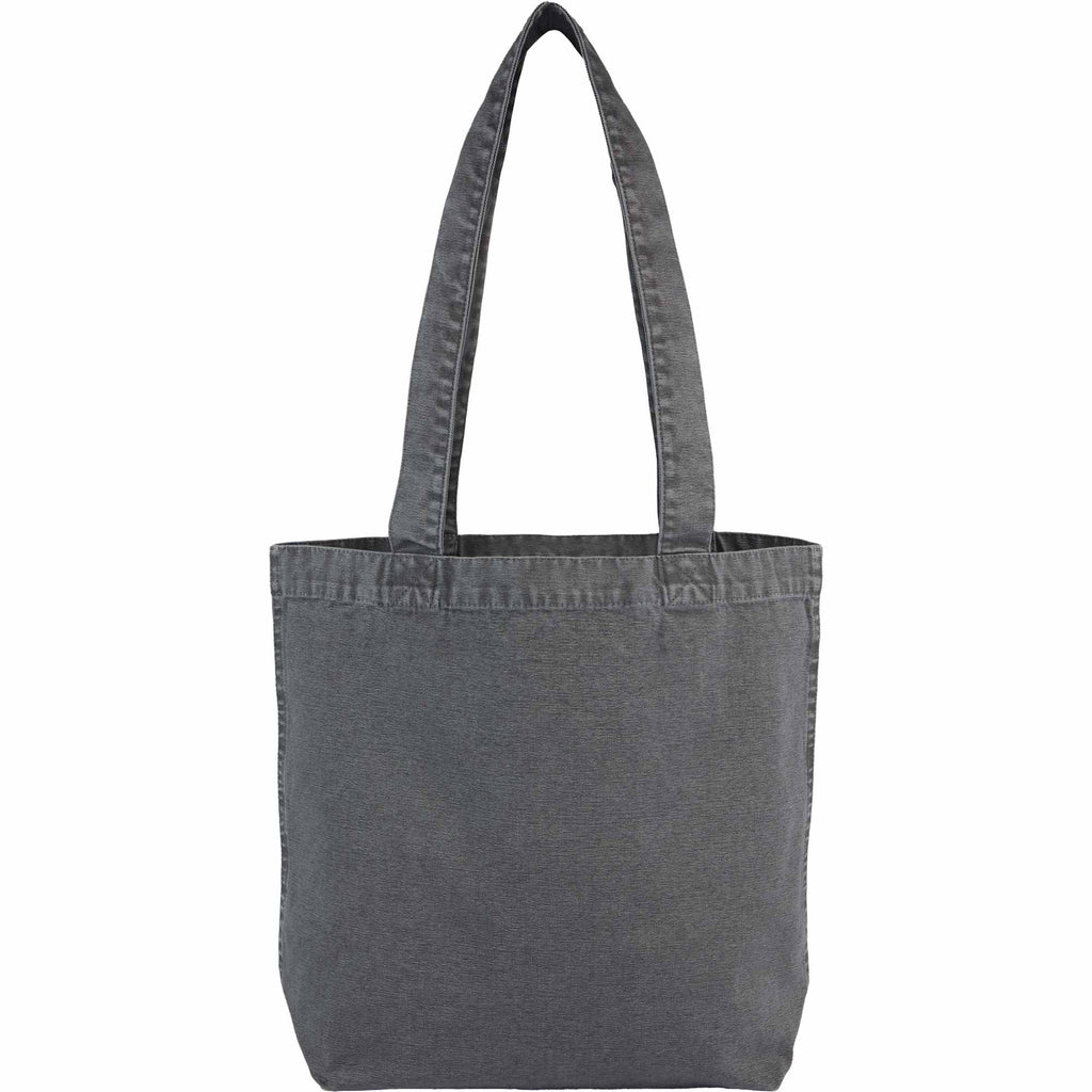 Washed Recycled Cotton Tote with Denim Look, 10 oz Transfer - Black - Back