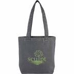 Washed Recycled Cotton Tote with Denim Look, 10 oz Transfer - Black - Front