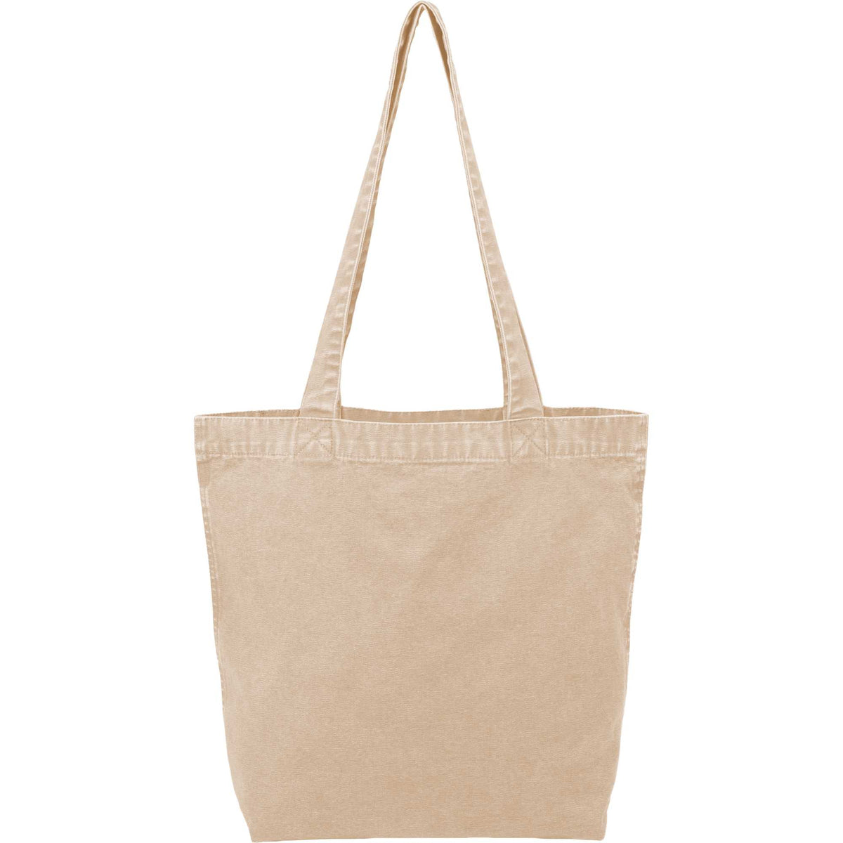 Washed Recycled Cotton Tote with Denim Look, 10 oz Transfer - Natural - Back