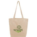 Washed Recycled Cotton Tote with Denim Look, 10 oz Transfer - Natural - Front