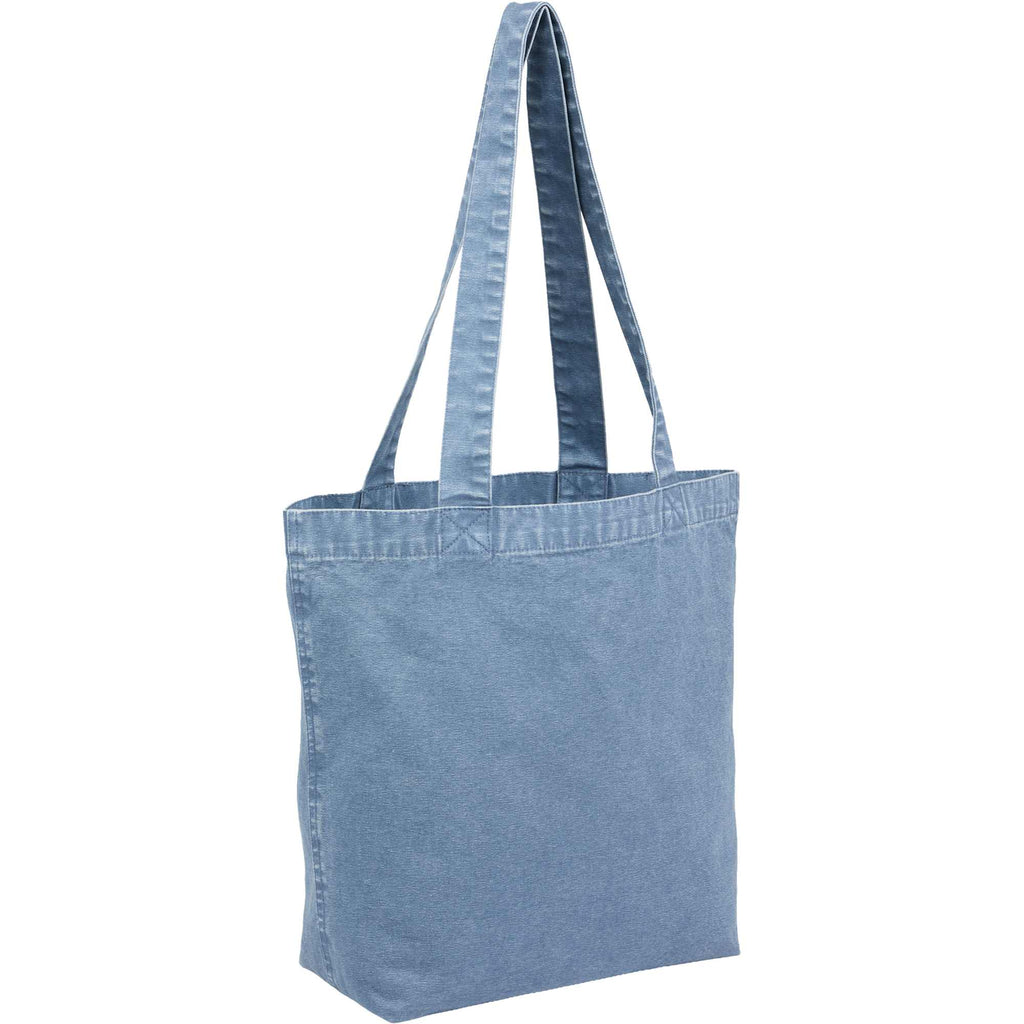 Washed Recycled Cotton Tote with Denim Look, 10 oz Transfer - Navy - Right Angle