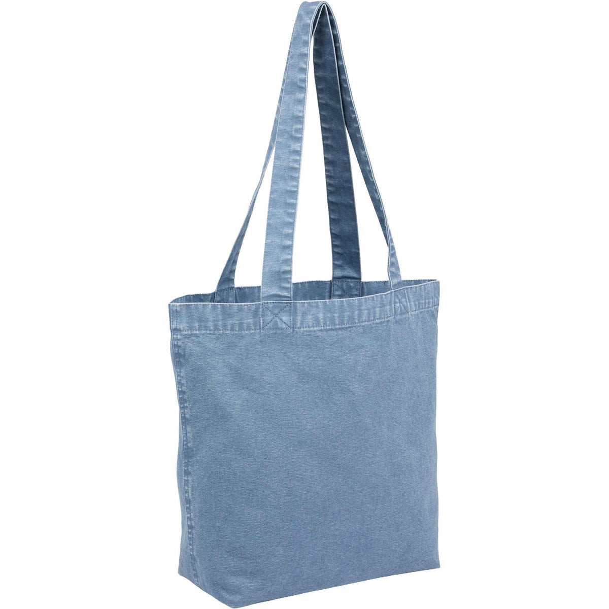 Washed Recycled Cotton Tote with Denim Look, 10 oz Transfer - Navy - Right Angle
