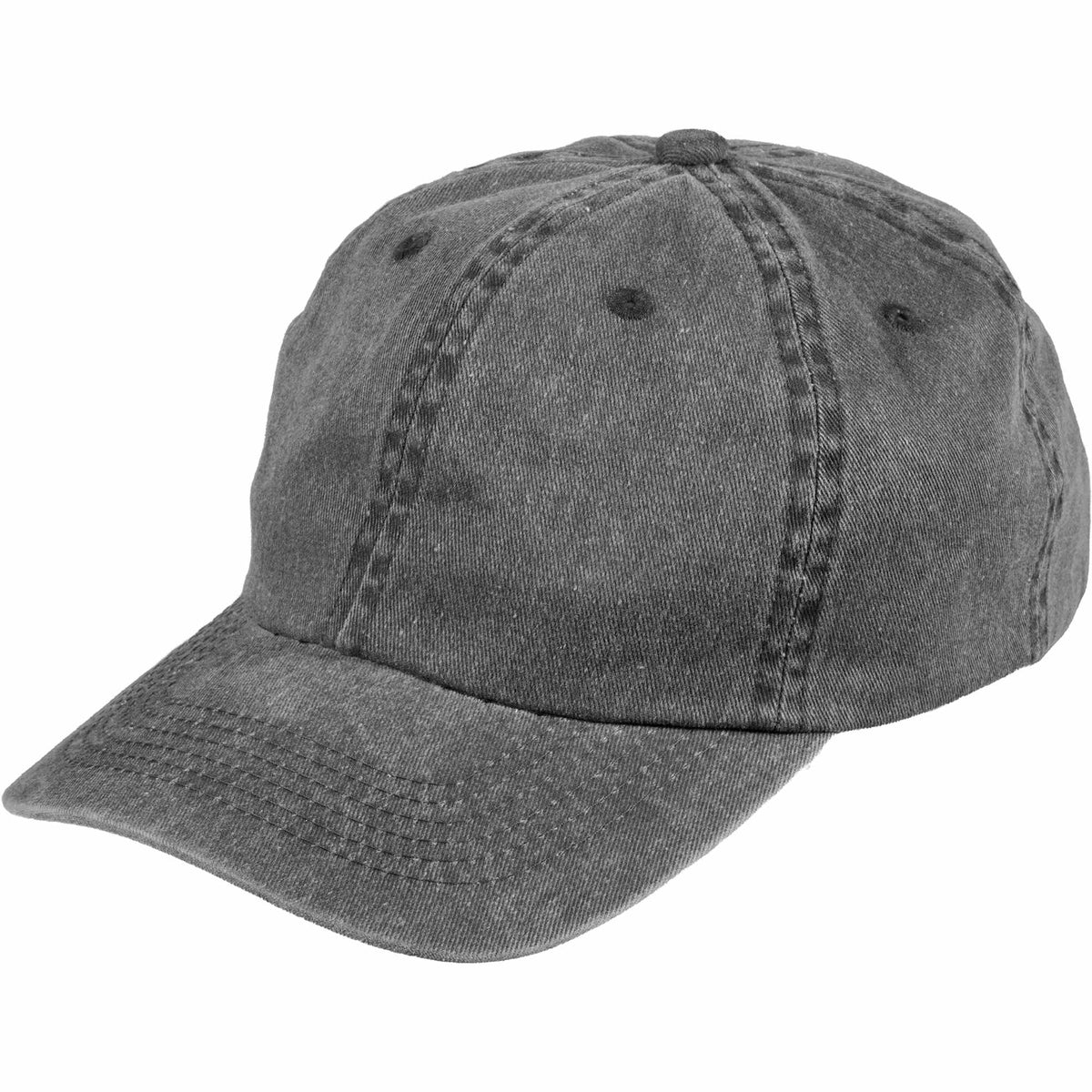 Washed Six Panel Ball Cap in Recycled Cotton Embroidery - Black - Alternate 2