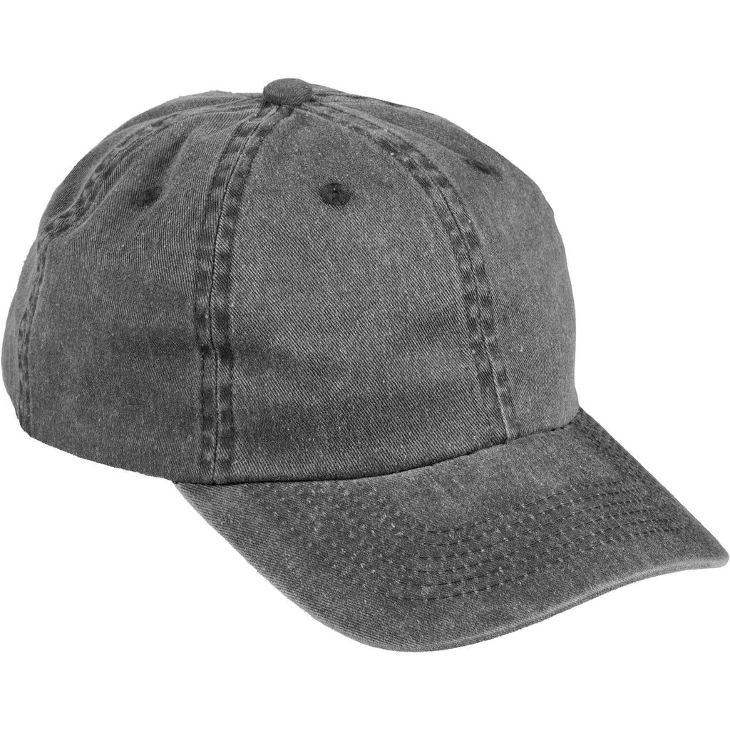 Washed Six Panel Ball Cap in Recycled Cotton Embroidery - Black - Alternate