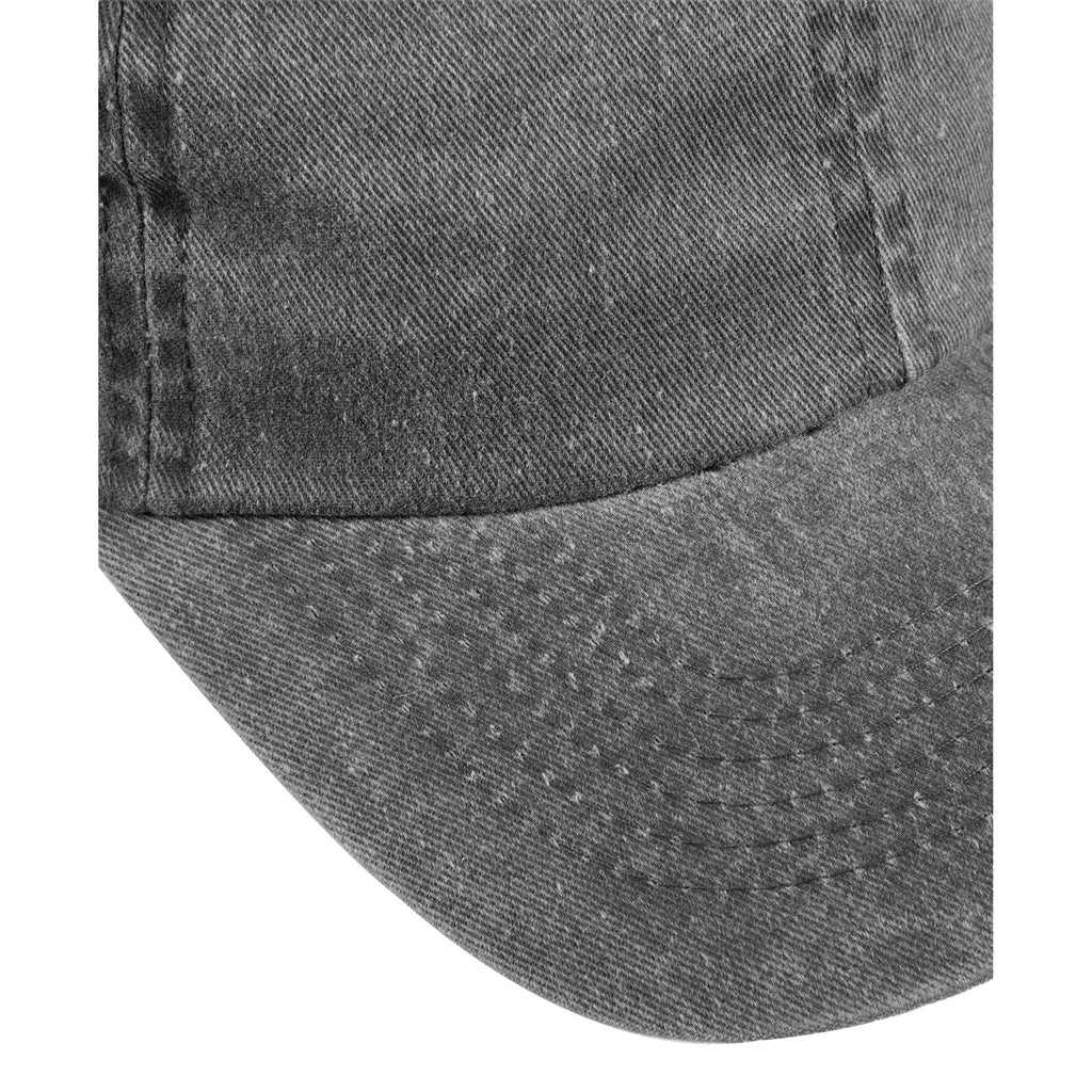 Washed Six Panel Ball Cap in Recycled Cotton Embroidery - Black - Detail 2