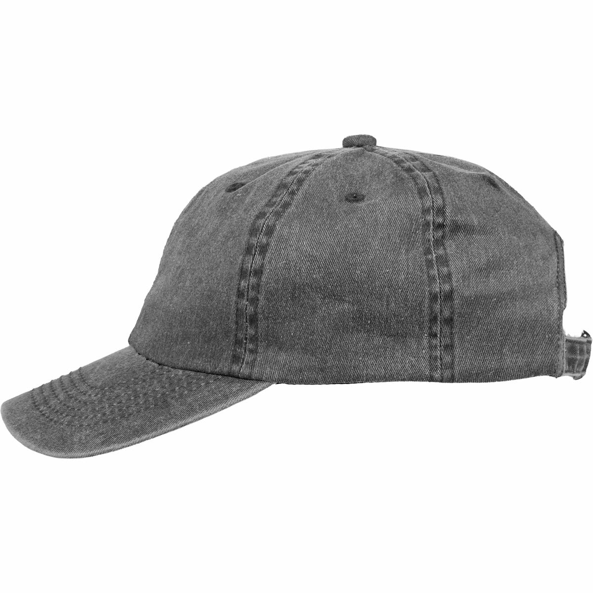 Washed Six Panel Ball Cap in Recycled Cotton Embroidery - Black - Left Side