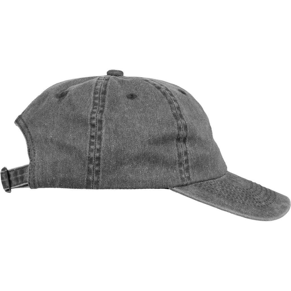 Washed Six Panel Ball Cap in Recycled Cotton Embroidery - Black - Right Side