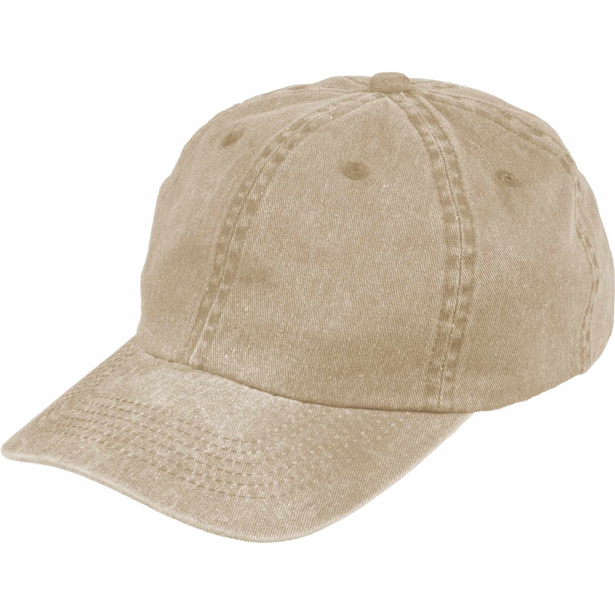 Washed Six Panel Ball Cap in Recycled Cotton Embroidery - Desert Khaki - Alternate 2