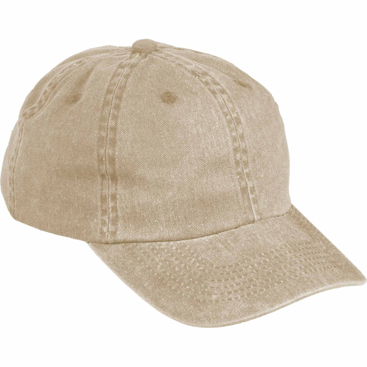 Washed Six Panel Ball Cap in Recycled Cotton Embroidery - Desert Khaki - Alternate