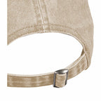 Washed Six Panel Ball Cap in Recycled Cotton Embroidery - Desert Khaki - Detail