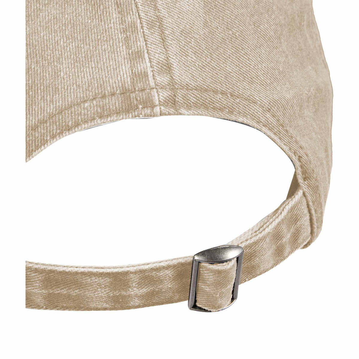 Washed Six Panel Ball Cap in Recycled Cotton Embroidery - Desert Khaki - Detail