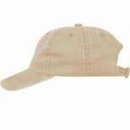 Washed Six Panel Ball Cap in Recycled Cotton Embroidery - Desert Khaki - Left Side