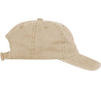 Washed Six Panel Ball Cap in Recycled Cotton Embroidery - Desert Khaki - Right Side