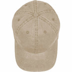 Washed Six Panel Ball Cap in Recycled Cotton Embroidery - Desert Khaki - Top