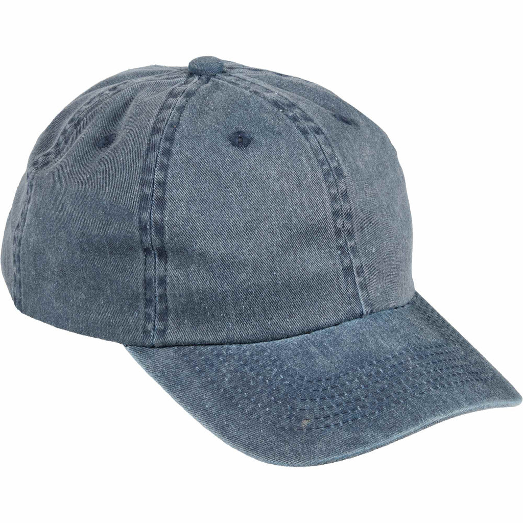 Washed Six Panel Ball Cap in Recycled Cotton Embroidery - Vintage Navy - Alternate