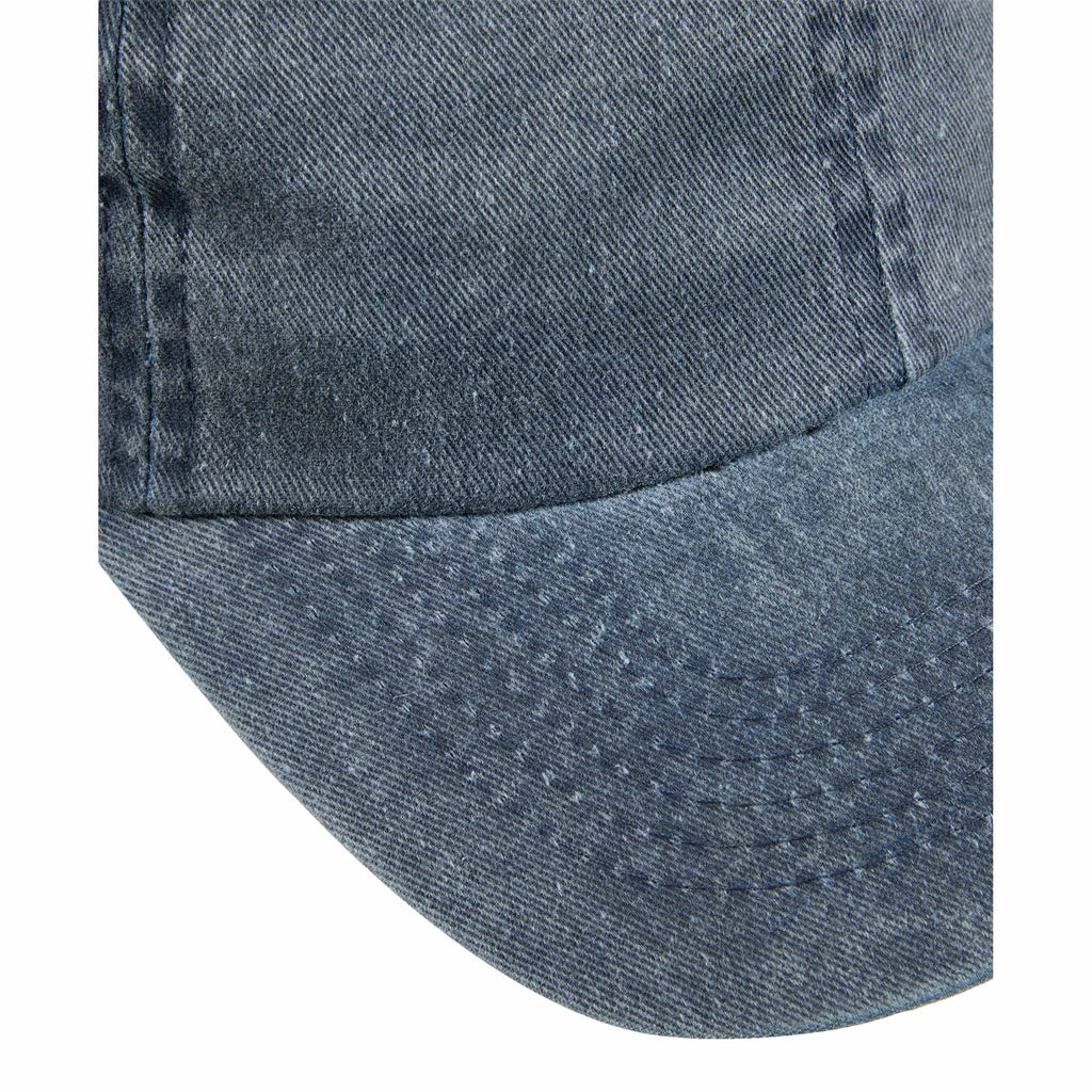 Washed Six Panel Ball Cap in Recycled Cotton Embroidery - Vintage Navy - Detail 2