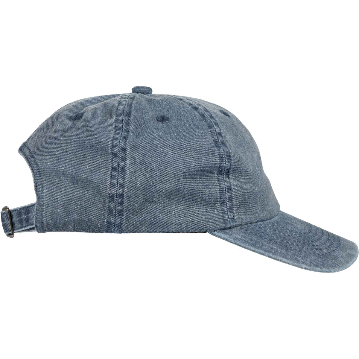 Washed Six Panel Ball Cap in Recycled Cotton Embroidery - Vintage Navy - Right Side