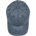 Washed Six Panel Ball Cap in Recycled Cotton Embroidery - Vintage Navy - Top