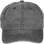 Washed Six Panel Ball Cap in Recycled Cotton Transfer - Black - Front