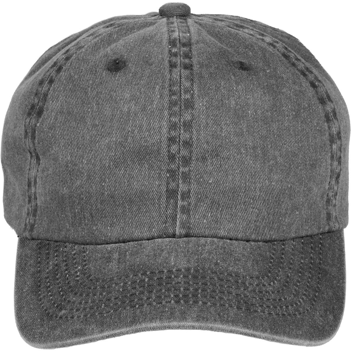 Washed Six Panel Ball Cap in Recycled Cotton Transfer - Black - Front