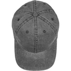 Washed Six Panel Ball Cap in Recycled Cotton Transfer - Black - Top