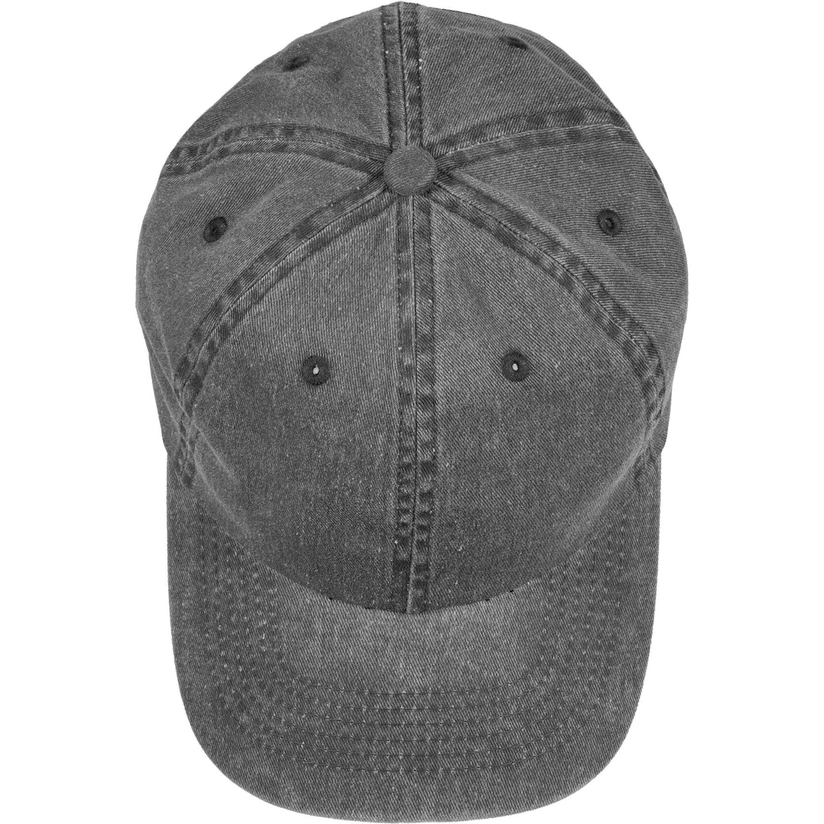 Washed Six Panel Ball Cap in Recycled Cotton Transfer - Black - Top