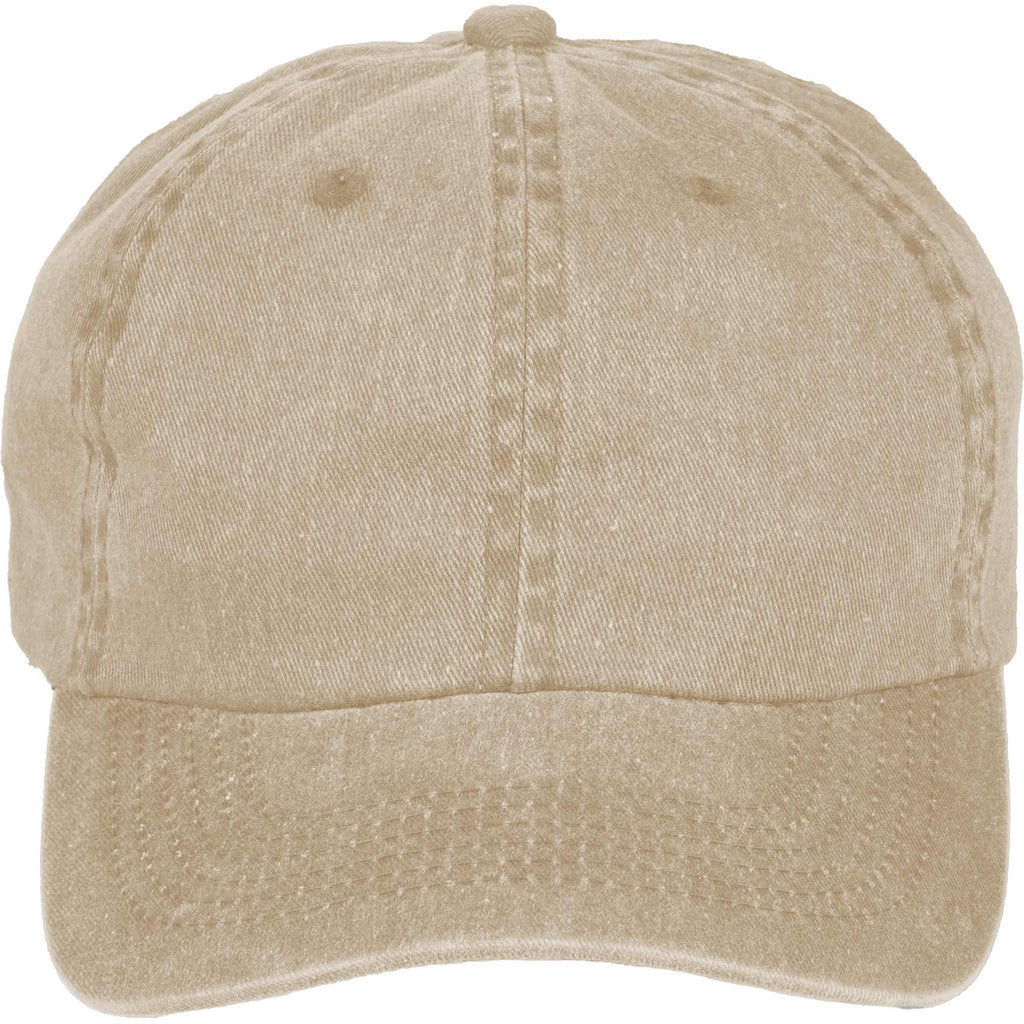 Washed Six Panel Ball Cap in Recycled Cotton Transfer - Desert Khaki - Front