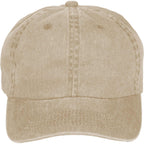 Washed Six Panel Ball Cap in Recycled Cotton Transfer - Desert Khaki - Front