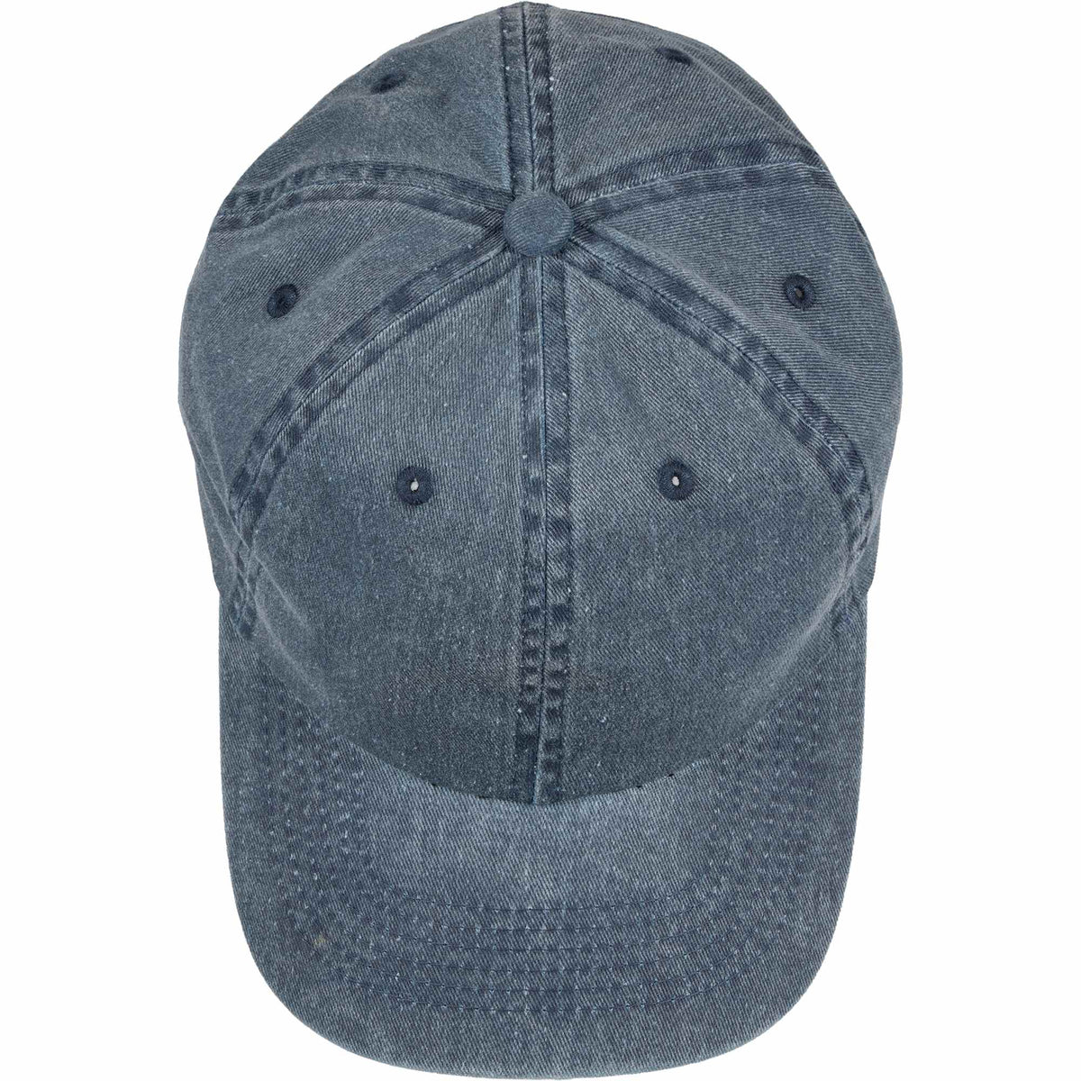 Washed Six Panel Ball Cap in Recycled Cotton Transfer - Vintage Navy - Top