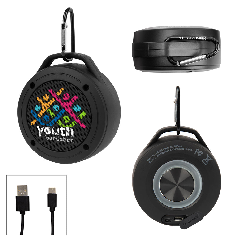 Water Resistant Speaker with Carabiner - Full Color