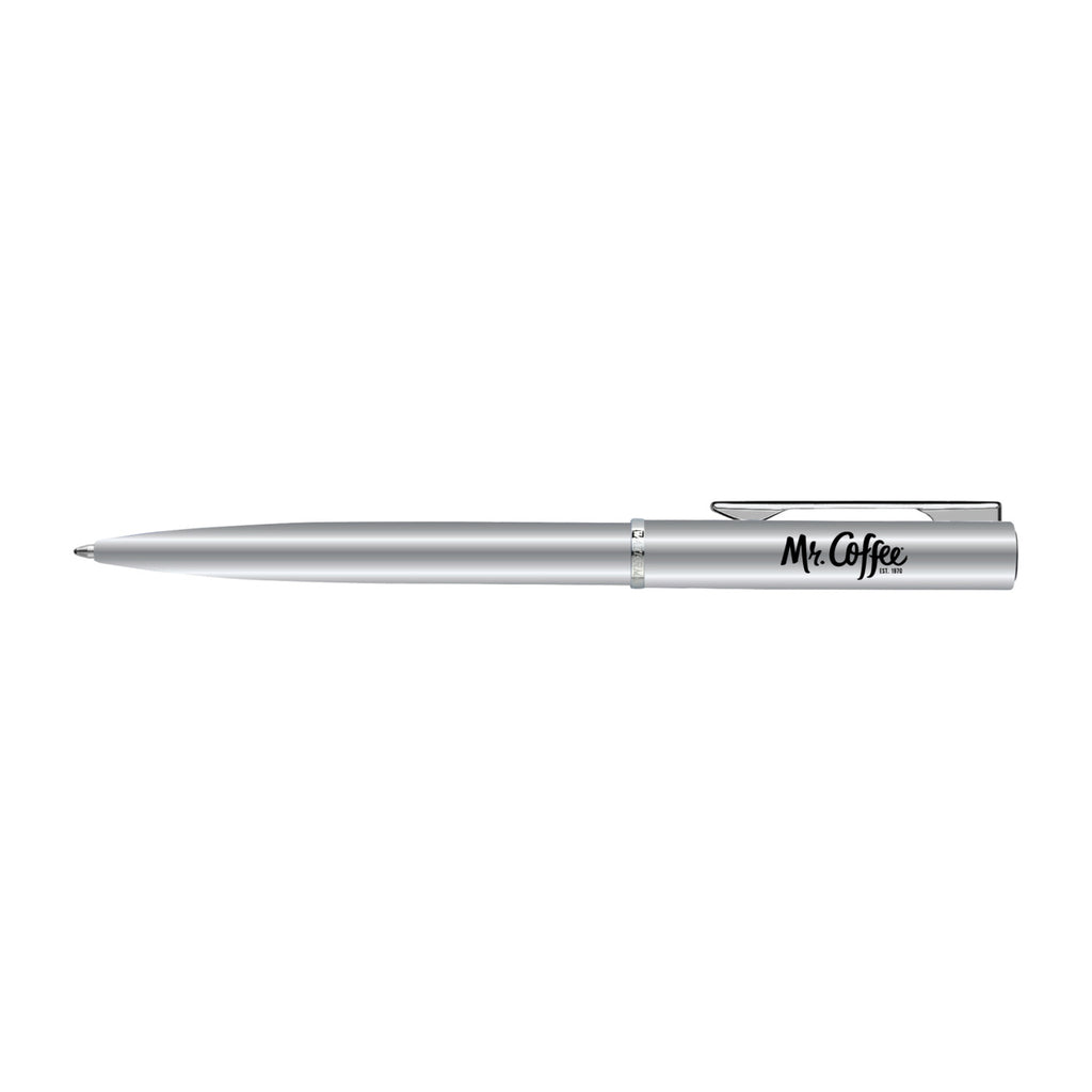 Waterman Allure Ballpoint Pen, Blue Ink Laser Engraving - Chrome - Silver Trim - View 1